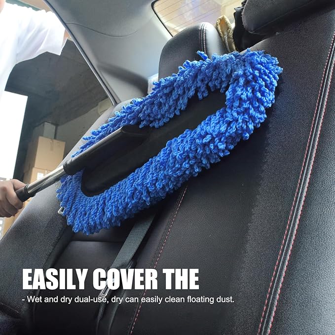 Car Wash Brush Duster Mop,Car Detailing Cleaning Kit,Wash Mitt,Microfiber Scratch-Free Safe for All Cars–Wet/Dry Use,Extendable with Handle 3 Pack
