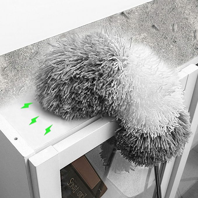 BOOMJOY Microfiber Feather Duster with Extendable Pole and Bendable Head, 100" Telescoping Duster for Cleaning Ceiling, Fan, Furniture
