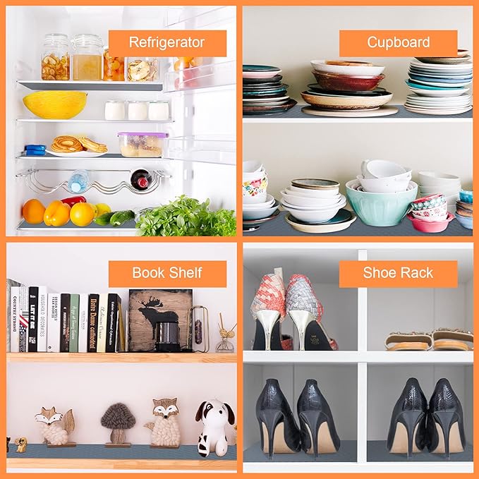 Shelf Liners for Kitchen Cabinets Non Adhesive Drawer Liner EVA Material Cupboard Mat Waterproof Refrigerator Mats Washable Fridge Liner for Cupboard and Desks Shelf Liner 23.6 x 236.2 Inches