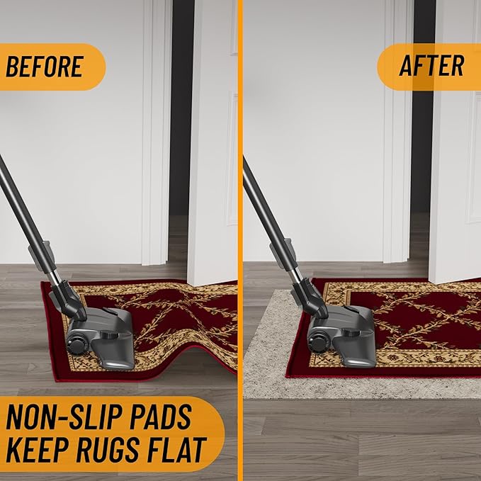 Ottomanson 7'8" x 8' Non-Slip Rug Pad Gripper 1/12 Inch Ultra Thin Dual Surface Felt + Rubber Gripper - Safe for All Floors, Cream