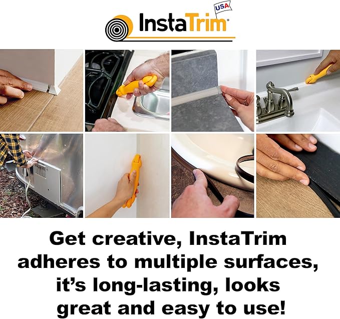 InstaTrim Bronze New & Improved Caulk Trim, 3/4" by 10 ft, Flexible, Water-Resistant for Bathroom, Floors, and Walls | Easy Installation | No Mess, Stain Resistant, Made in The USA