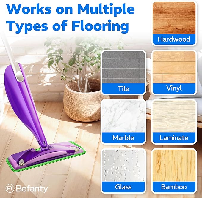 4 Pack Reusable Microfiber Mop Pads, Compatible with Wet Jet, Machine Washable Cloths, Scraper Included, Refills for All Floor Cleaning, Wet Dry - 10"- 12"
