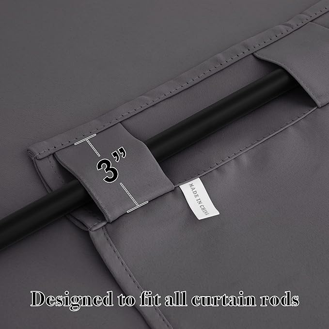 RYB HOME Blackout Curtains for Living Room, Back Tab & Rod Pocket Top Insulating Window Decor for Bedroom Dining Classroom Home Office, W 62 x L 63, Grey, 2 Panels