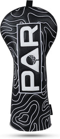 Big Teeth Golf Club Covers Full Set Driver Headcover Fairway Wood Hybrid Golf Club Iron Head Covers, Topographic Edition Putter Cover Leather Golf Head Covers Pure Black, Gifts for Men