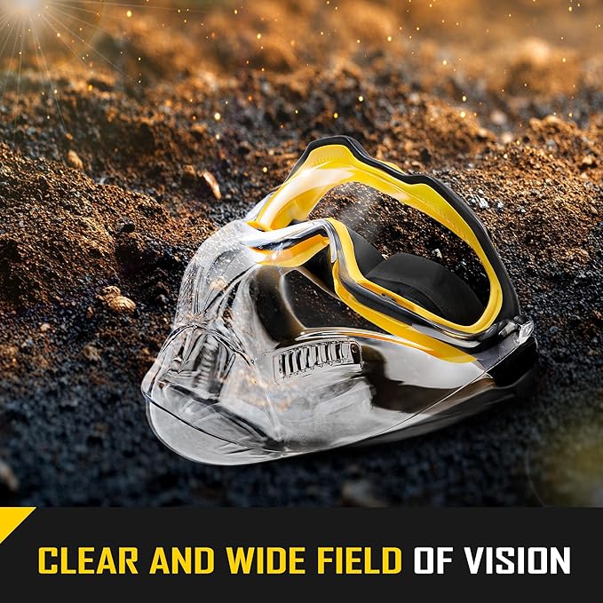 COOLJOB Safety Goggles Over Glasses with Anti-Fog Clear Lens, ANSI Z87.1 Impact Resistance and UV Proof, Adjustable Headband