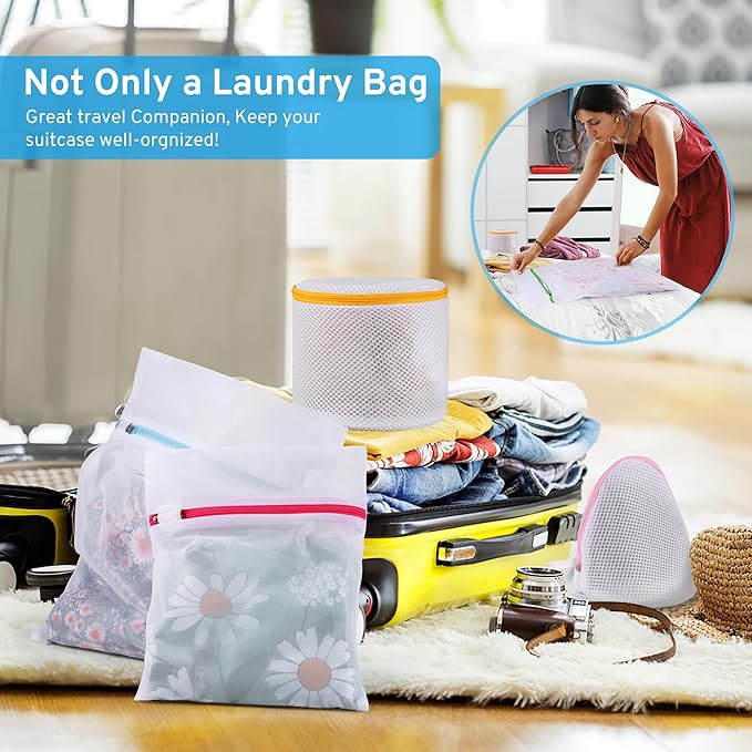 Ultimate 7 Pack 6 Size Mesh Laundry Bags Set for Delicates with AUTO-Lock Zipper, Lingerie Bags for Washing Delicates, Laundry Bags Mesh Wash Bags, Delicates Laundry Bag for Jeans,Blouse,Stocking,Bra