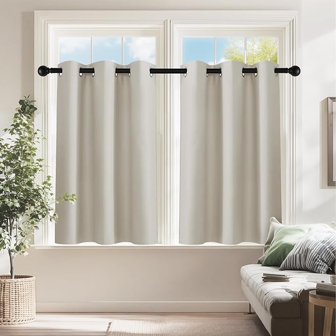 PONY DANCE Cream RV Curtains for Camper Windows, Small Windows Shades Thermal Insulated Privacy Drapes for Classroom Bathroom Laundry(2 Panels, W 42 x L 36 inches)