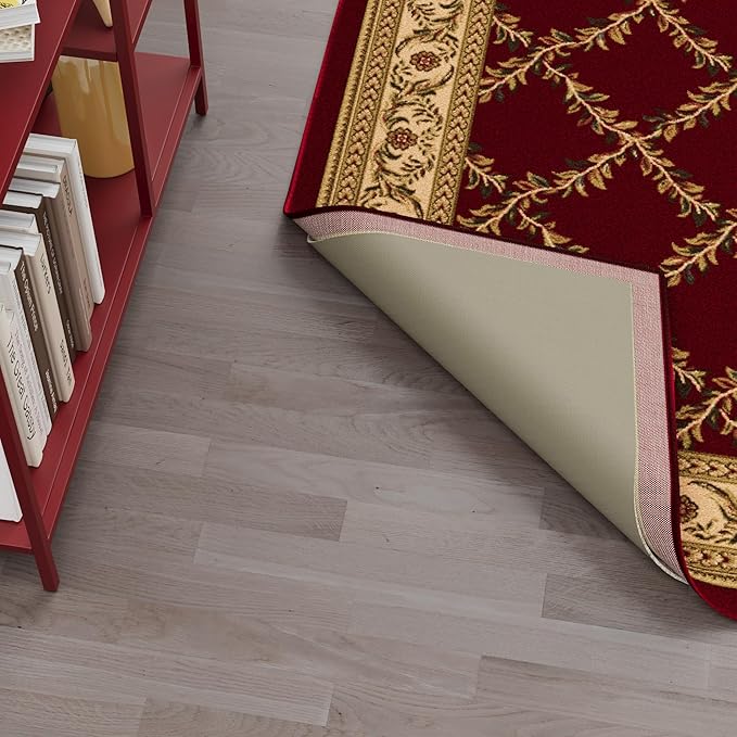 Ottomanson 5' x 7'8" Non-Slip Rug Pad Gripper 1/12 Inch Ultra Thin Dual Surface Felt + Rubber Gripper - Safe for All Floors, Cream