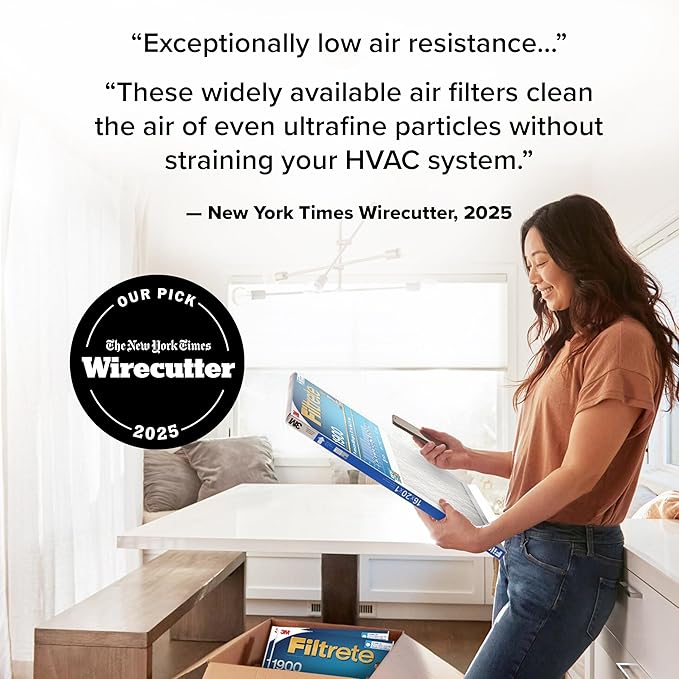 Filtrete 17.5x23.5x1 AC Furnace Air Filter, MERV 13, MPR 1900, Premium Allergen, Bacteria&Virus Filter, 3-Month Pleated 1-Inch Electrostatic Air Cleaning Filter,6-Pack (Actual Size 17.19x23.19x0.78in)