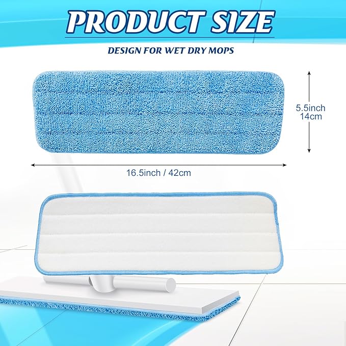36 Pcs Microfiber Mop Pads Machine Washable Cleaning Flat Mop Head Replacement Reusable Household Pads for Hardwood and Hard Surface Floor Cleaning and Scrubbing