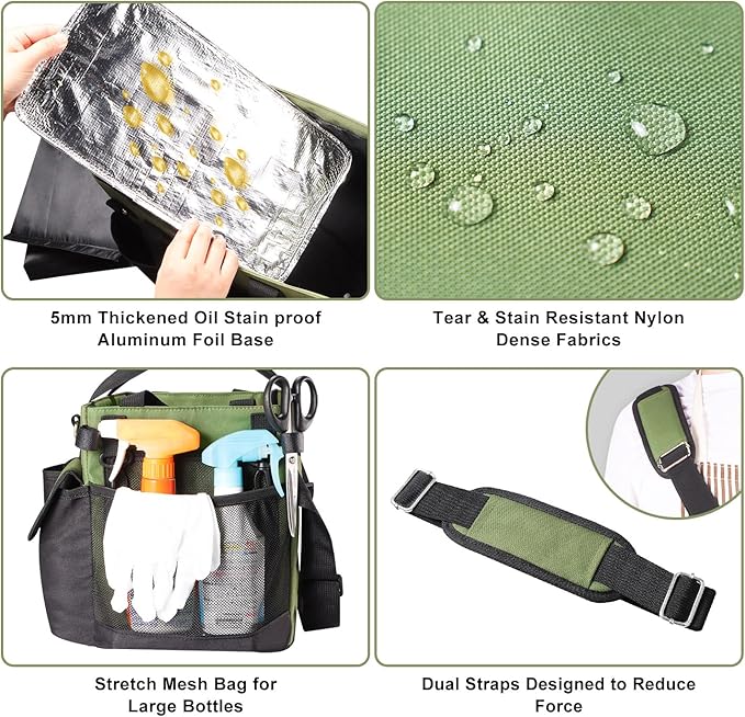 Viajero Wearable Cleaning Caddy Bag, Large Cleaning Supplies Organizer Housekeeping Supply Caddy Detailing Bag with Handle Shoulder Waist Straps for Tote Tools Products Housekeepers Car Home House