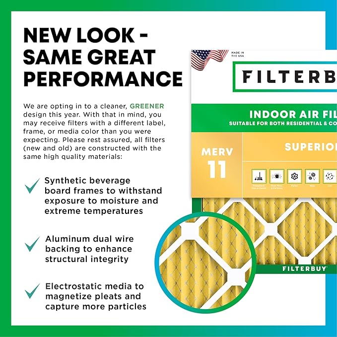 Filterbuy 18x25x1 Air Filter MERV 11 (MPR 1200) Allergen Defense Replacement (4-Pack), Electrostatic Pleated HVAC AC Furnace Filters, Made in USA (Actual Size: 17.50 x 24.50 x 0.75)