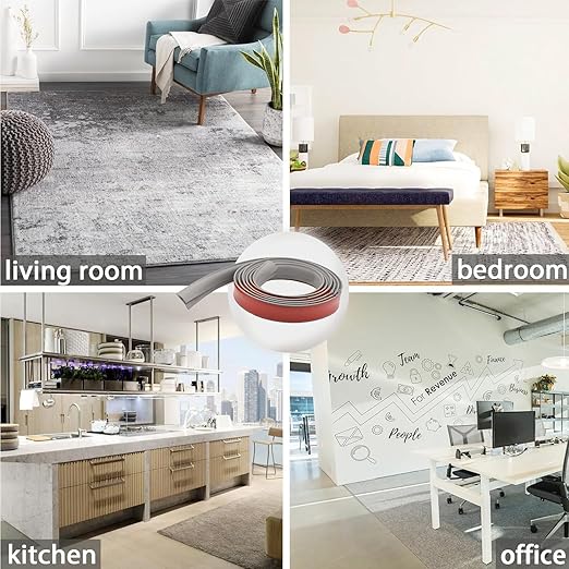 Self Adhesive Carpet Transition Strip with Edge Trim, Designed for Seamless Transitions from Carpet to Tile or Vinyl Floors, Perfect for Doorways.(Gray,6ft)