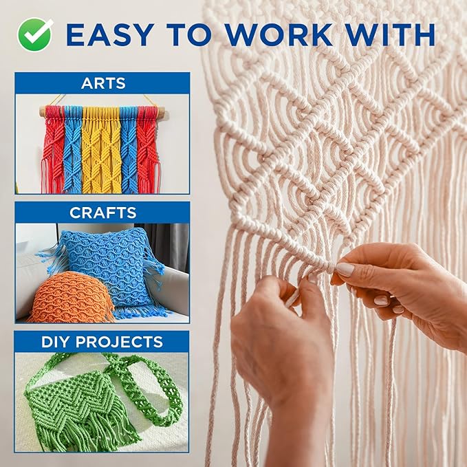 TECEUM Cotton Rope 3/16” (5 mm) – 100 FT – Strong All-Purpose Braided Rope – Natural Cotton – for Crafting, Сamping, Clothes Line, DIY, Indoor & Outdoor Use – Black