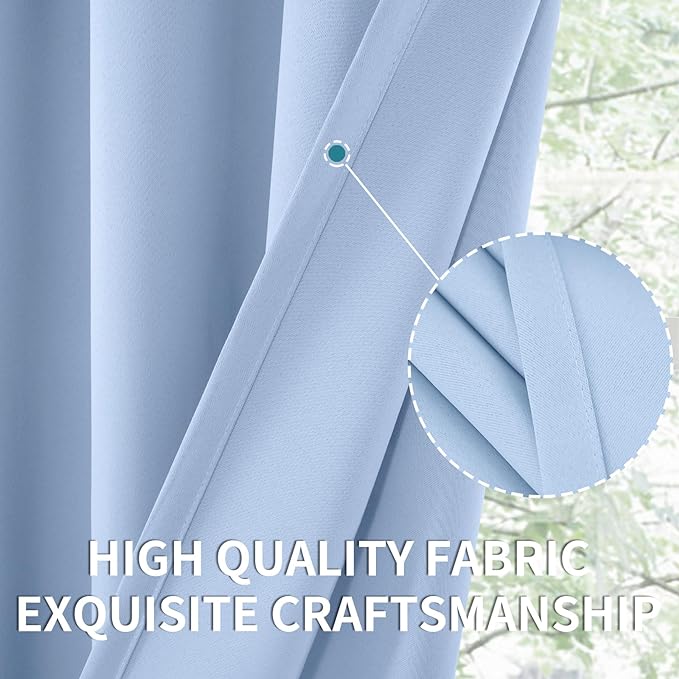 BGment Baby Blue Room Darkening Curtains 84 Inch Length for Kids Bedroom - Thermal Insulated Drapes with Rod Pocket Darkening Privacy for Living Room, 42 x 84 Inch, 2 Panels