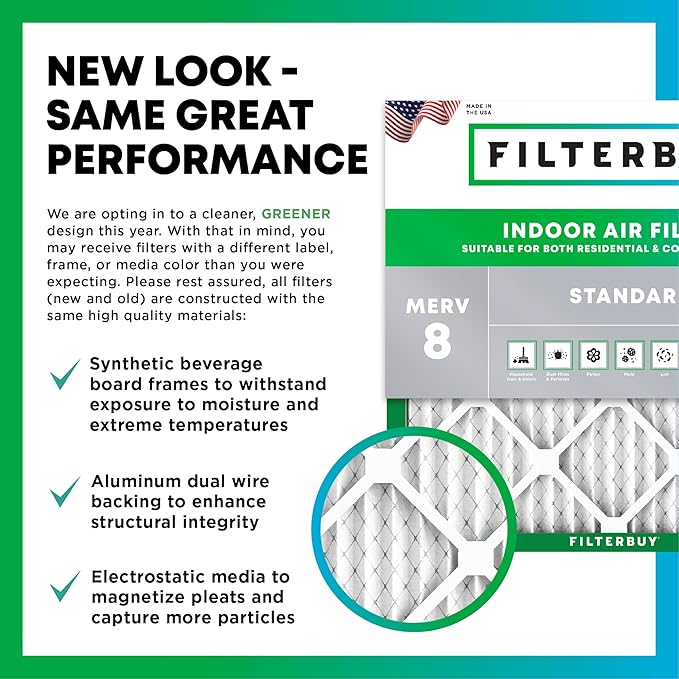 Filterbuy 14x30x1 Air Filter MERV 8 (MPR 700) Dust Defense Replacement (6-Pack), Electrostatic Pleated HVAC AC Furnace Filters, Made in USA (Actual Size: 13.88 x 29.88 x 0.75)