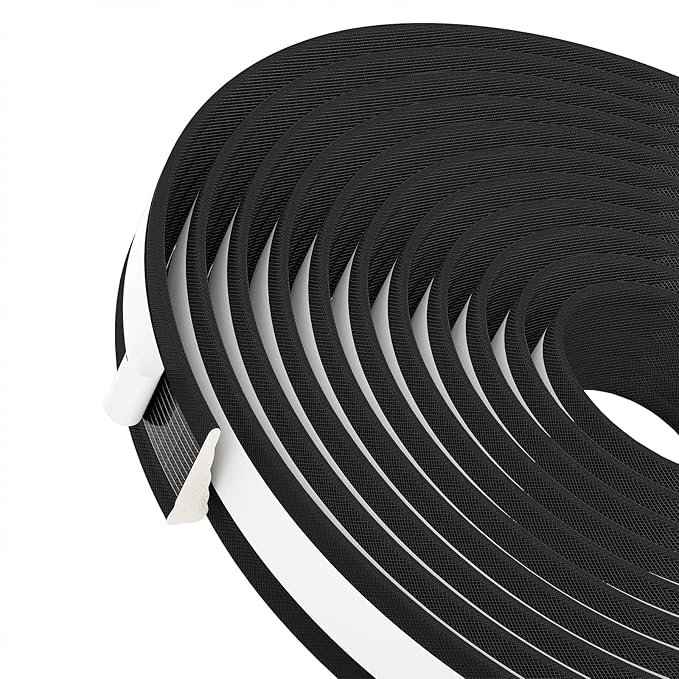 QDiShi 118" Wedge-Shape Weather Stripping Door Seal Weatherproof Foam Seals Self Adhesive Insulation Anti-Collision Strip Soundproofing Frame Insulation Tape Fits 0.13-0.31" Gaps(Black)