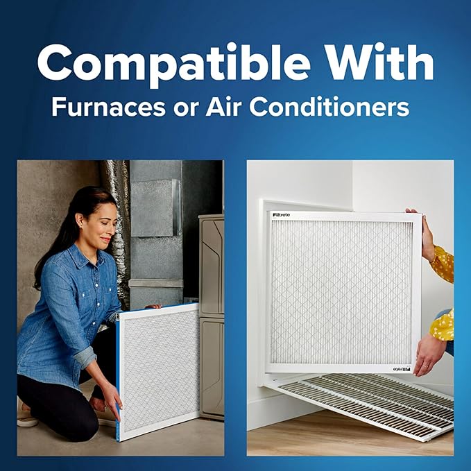 Filtrete 24x24x1 AC Furnace Air Filter, MERV 13, MPR 1900, Premium Allergen, Bacteria & Virus Filter, 3-Month Pleated 1-Inch Electrostatic Air Cleaning Filter, 6-Pack (Actual Size 23.81x23.81x0.78 in)