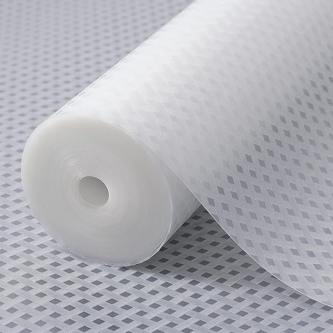 Shelf Liners for Kitchen Cabinets Refrigerator Liners Waterproof Kitchen Cupboard Liner Non-Slip Drawer Mats EVA Material Non Adhesive Fridge Liner for Shelves - Clear （11.8 x 236.2 Inches x 2 Rolls