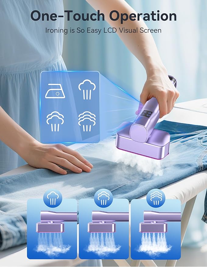 Steamer for Clothes, Sundu Portable 2-in-1 Steamer & Iron, 15s Heat-up, 100ml Tank, Ironing Gloves, 20 Min Steam, Wrinkle Remover, Garment Steamer for Travel & Home (Purple)