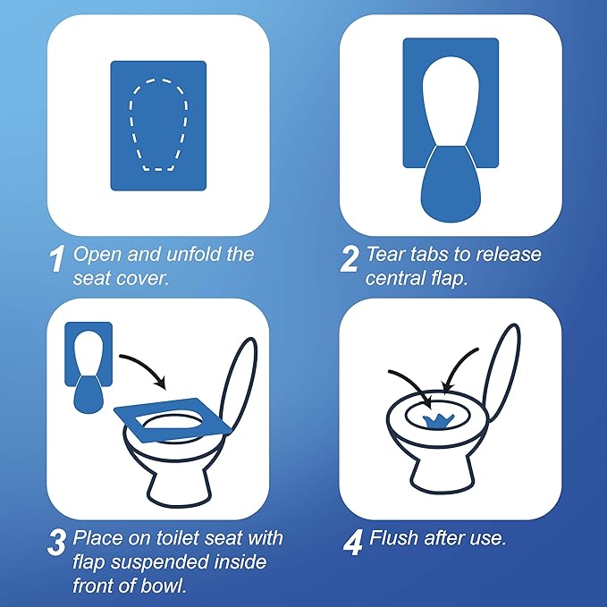 Rockland Guard Toilet Seat Cover - Flushable & Disposable Toilet Seat Cover for Bathroom - Road Trip Accessories & Travel Essentials for Kids & Adults - 10 Resealable Packs with 10 Sheets - 100-Count