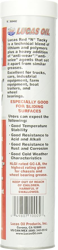 Lucas Oil 10005 Red 'N' Tacky Grease - 14 Ounce