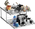 HOLDN’ STORAGE Two Tier Pull Out Cabinet Organizer, Individual Sliding Drawers - Heavy Duty Metal with Lifetime Limited Warranty - Anti Rust Chrome Finish - 26" W x 21”D x 16.5" H