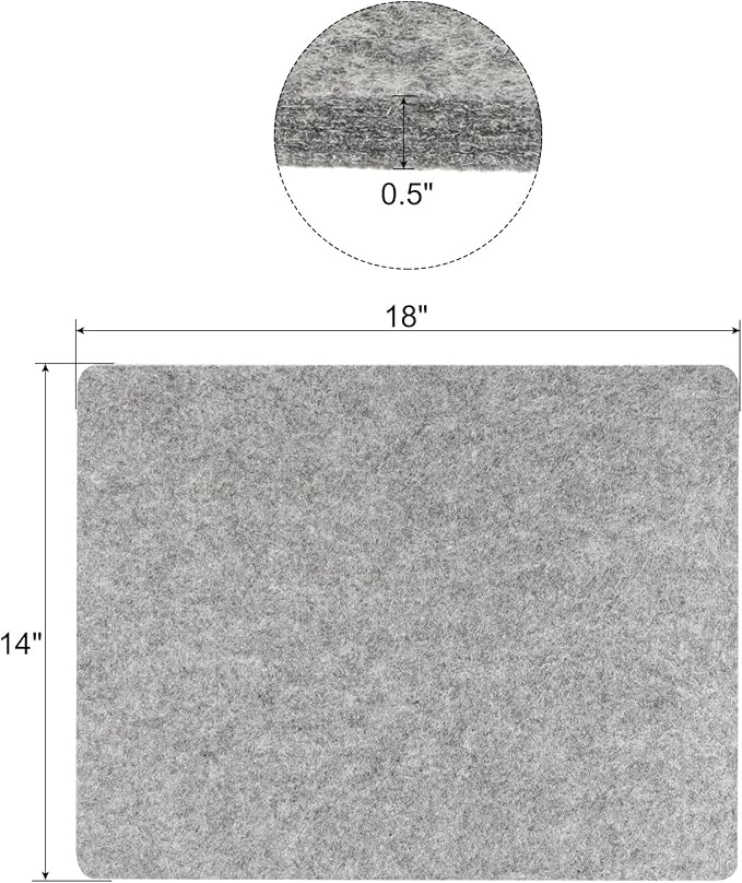 PATIKIL Wool Pressing Mat, 18" x 14" Wool Ironing Pad Blanket 0.5" Thickened Heat Resistant Quilting Ironing Pad for Quilters Sewing Craft, Grey