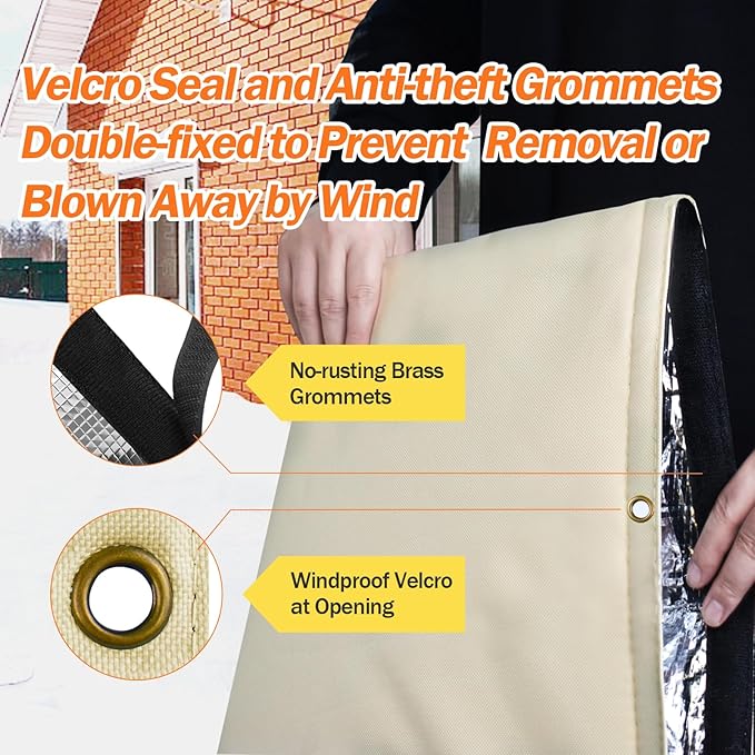 Backflow Preventer Pipe Insulation Cover (5°F) - Irrigation Sprinkler Valve Insulated Pouch - Water Well Pump Cover - Sturdy 5 Layers for Winter Freeze Protection, 24" W x 18" H, Beige