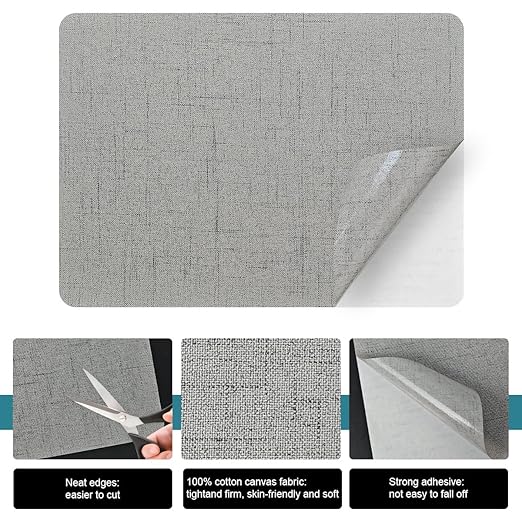 J.CARP 2Pcs Linen Repair Patches, Large Self-Adhesive Fabric Patch for Sofas, Couch, Furniture, Car Seats (8 * 11 inches-2PCS Floral Gray)