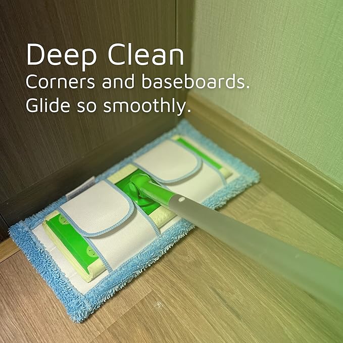 Reusable Mop Pad for Swiffer Sweeper Mop, 12.5'' Microfiber Mop Pad Refill Washable for Hard Floor Baseboard Cleaning, Wet/Dry Cleaning Pad, 6 Pack