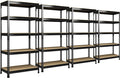 PrimeZone 32"W x 16"D x 63" H Storage Shelves - 4 Pack 5 Tier Adjustable Garage Storage Shelving, Heavy Duty Metal Storage Organizer Utility Rack Shelf Unit for Warehouse Pantry Closet Kitchen, Black