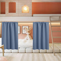 RYB HOME Small Curtains for Door Windows - Blackout Thermal Insulating Drapes for Home Theatre Bathroom Basement Cafe RV Camper Windows Blinds, Wide 34 x Long 30, Stone Blue, 1 Pair