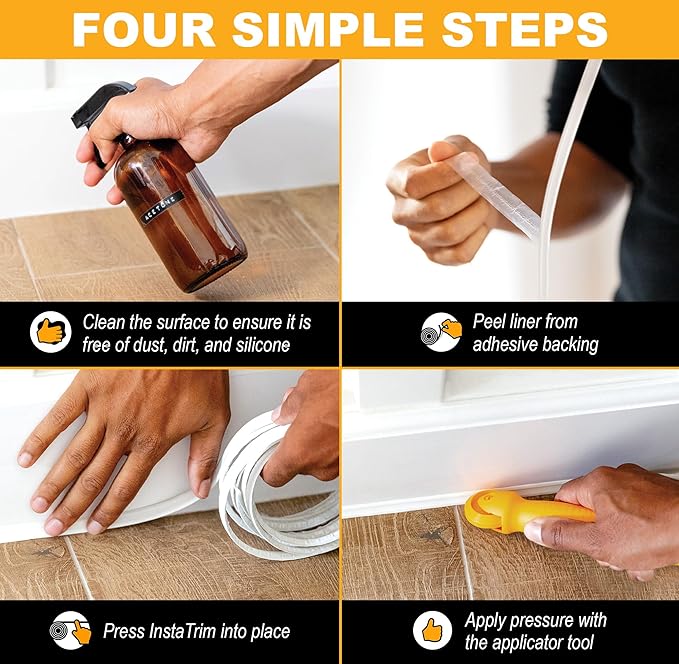 InstaTrim The Original Flexible Trim - 10ft Dark Brown 1/2" Wide Caulk Tape - Adhesive Trim with Many Uses Including Caulking for Bathtubs, Sinks, Counters, Tile, Floors - Made in USA