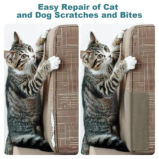 J.CARP 2Pcs Linen Repair Patches, Large Self-Adhesive Fabric Patch for Sofas, Couch, Furniture, Car Seats (8 * 11 inches-2PCS Floral Gray)