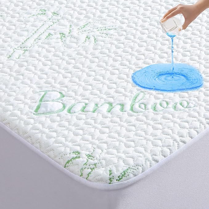 GOONIK Full Size Mattress Protector, Breathable Bamboo Viscose Waterproof Full Size Mattress Pad Cover with 6-16 inches Deep Pocket