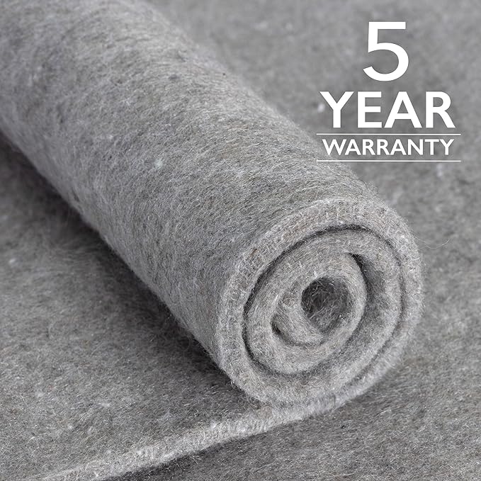 RUGPADUSA - Eco-Plush - 9' Round - 3/8" Thick - 100% Felt - Extra Cushioned Rug Pad - Available in 3 Thicknesses, Many Custom Sizes