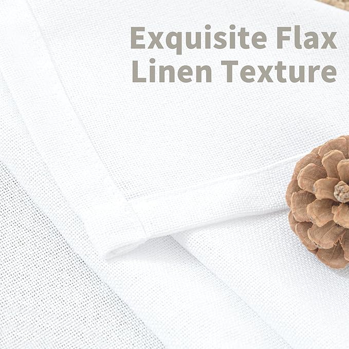 YoungsTex White Linen Semi Sheer Curtains for Living Room 84 Inch Length 2 Panels - Light Filtering Drapes with Pinch Pleated for Bedroom Dining Office Back Tab Window Treatments, 40 X 84 Inch
