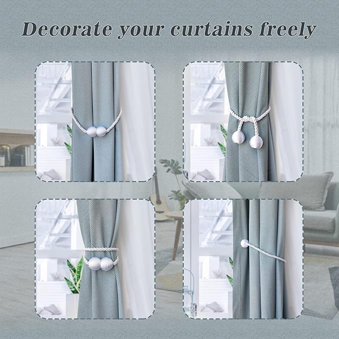Hion Magnetic Curtain Tiebacks Golden 6 Pack, Curtain Tiebacks Buckles Holdbacks Holders Hooks Clip for Home Bedroom Office Decorative Thick or Thin Curtain