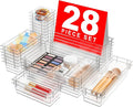 A-LuGei Drawer Organizer, Bathroom Organizers and Storage, Makeup organizer, Desk drawer organizer, Storage Bins for Kitchen Office Bedroom Vanity Jewelry Pantry Garage, 4Size, Clear