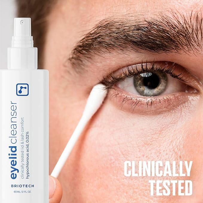 BRIOTECH Eyelid Cleanser, Hypochlorous Acid Spray, Lid & Eyelash Cleanser, Soothe Sensitivities, Calm Redness & Bumps, Support Against Irritation, Vegan, Travel Size 2 Fl oz (1 Pack)