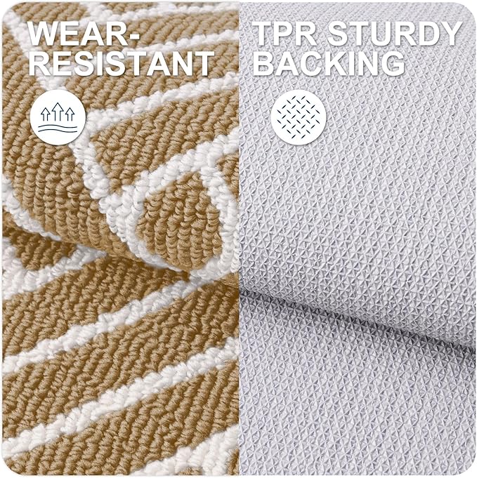 OLANLY Indoor Door Mat, 32x20 Inch, Dirt Resistant and Absorbent, Non-Slip Rubber Backing Floor Mats, Easy Clean Low-Profile Doormat for Entryway, Front Door, and Inside Entrance, Beige