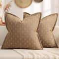 ZWJD Throw Pillow Pillow Covers 18x18 Set of 2 Soft Polyester Textured Pillow Covers with Stylish Flange Edge Cozy Farmhouse Throw Pillows for Couch Bed Sofa Living Room