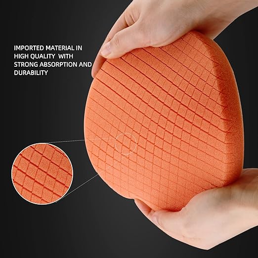 Orange Light Cut Pad, Buffing Polishing Pads, SPTA 1Pc 6.5 Inch Face for 6 Inch 150mm Backing Plate Compound Buffing Sponge Pads for Car Buffer Polisher Compounding, Polishing and Waxing -FPTSS6O
