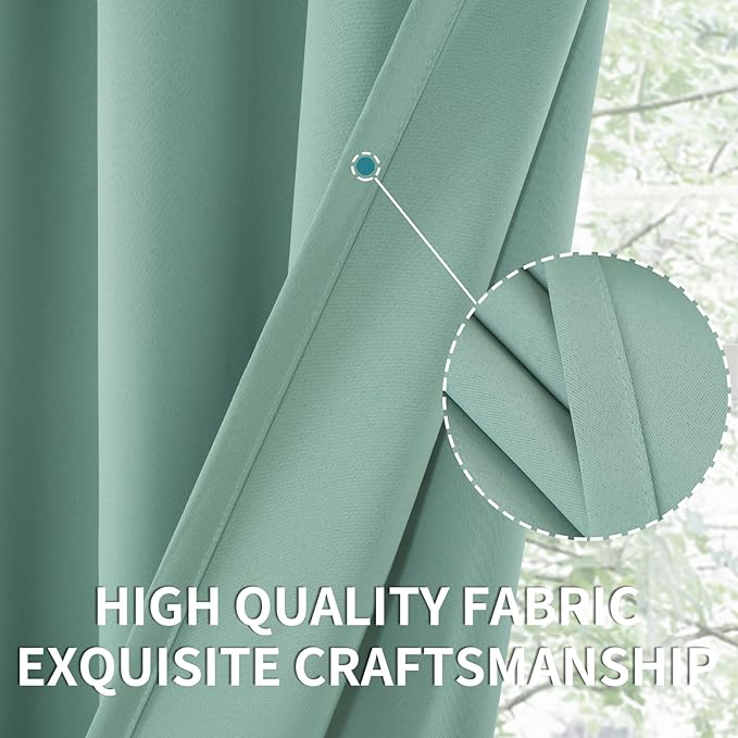BGment Light Sage Blackout Curtains for Bedroom 63 Inches Long - Rod Pocket Thermal Insulated Room Darkening Drapes for Living Room Office Privacy Decorative, 52 x 63 Inch, 2 Panels