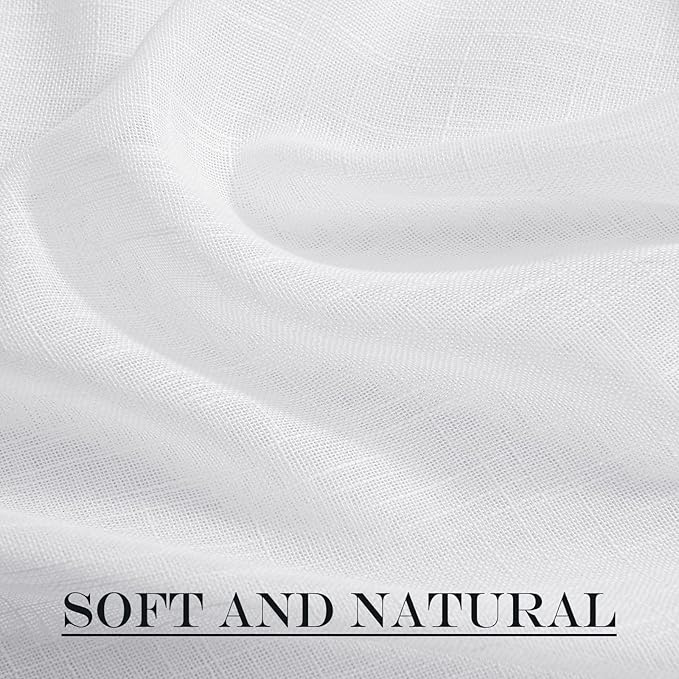NICETOWN Front Sheer Door Sheer Curtain, Privacy Semitransparent Voile French Door Curtain with Top and Bottom Rod Pocket, Tieback Included, W52 inches x L40 inches, 1 Panel, White