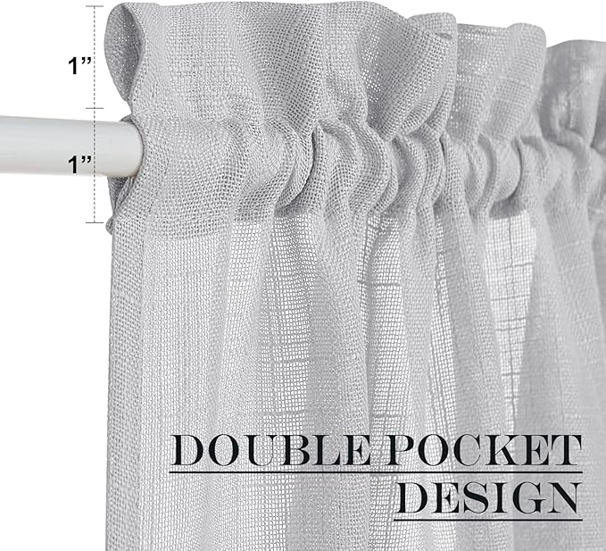 NICETOWN Sidelight Curtain for Light Filtering Linen Window Sheer Curtains for French Fron Door with Tieback, Temporary Door Window Shade for Entryway Doorway,1 PC, 26x80, Light Grey