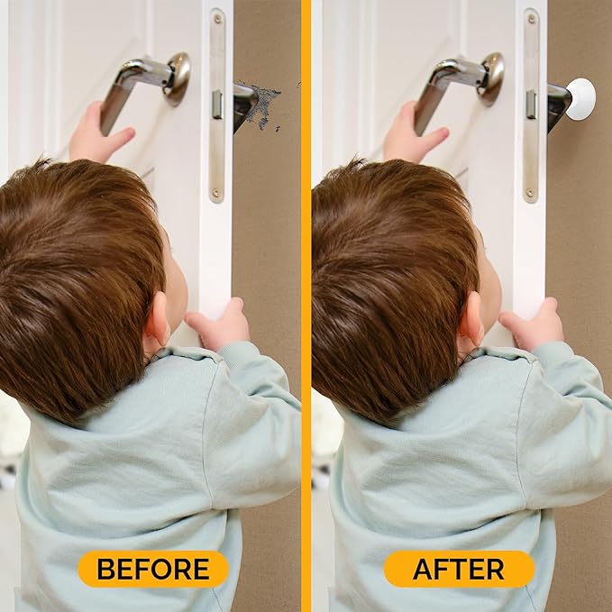 Ducki Door Stop Wall Protector | Self Adhesive Door Knob Wall Protectors from Door Knobs | Rubber Door Stoppers for Wall Damage & Noise | Durable, Shock Absorbent & Discreet | 2 Pack White Door Stops