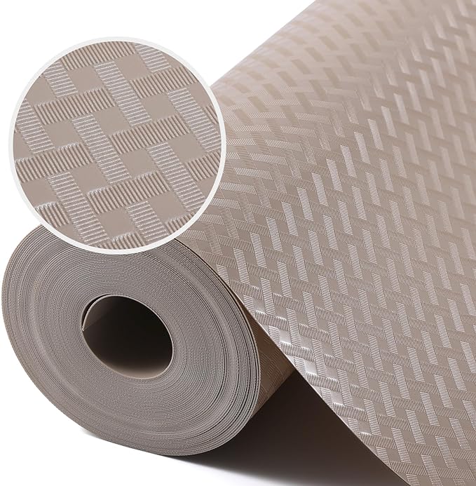 Beige Shelf Liners for Kitchen Cabinets Refrigerator Liners Waterproof & Oil-Proof Kitchen Cupboard Liner Drawer Mats EVA Material Non Adhesive Fridge Liner for Shelves 11.8 x 236.2 Inches