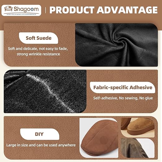 Suede Repair Patch, 17X79 Inch Fabric Large Repair Tape, Self-Adhesive Patches for Furniture, Sofa, Car Interior, Shoes, Hand Bag, Clothing (Beige, 17X79 Inch)